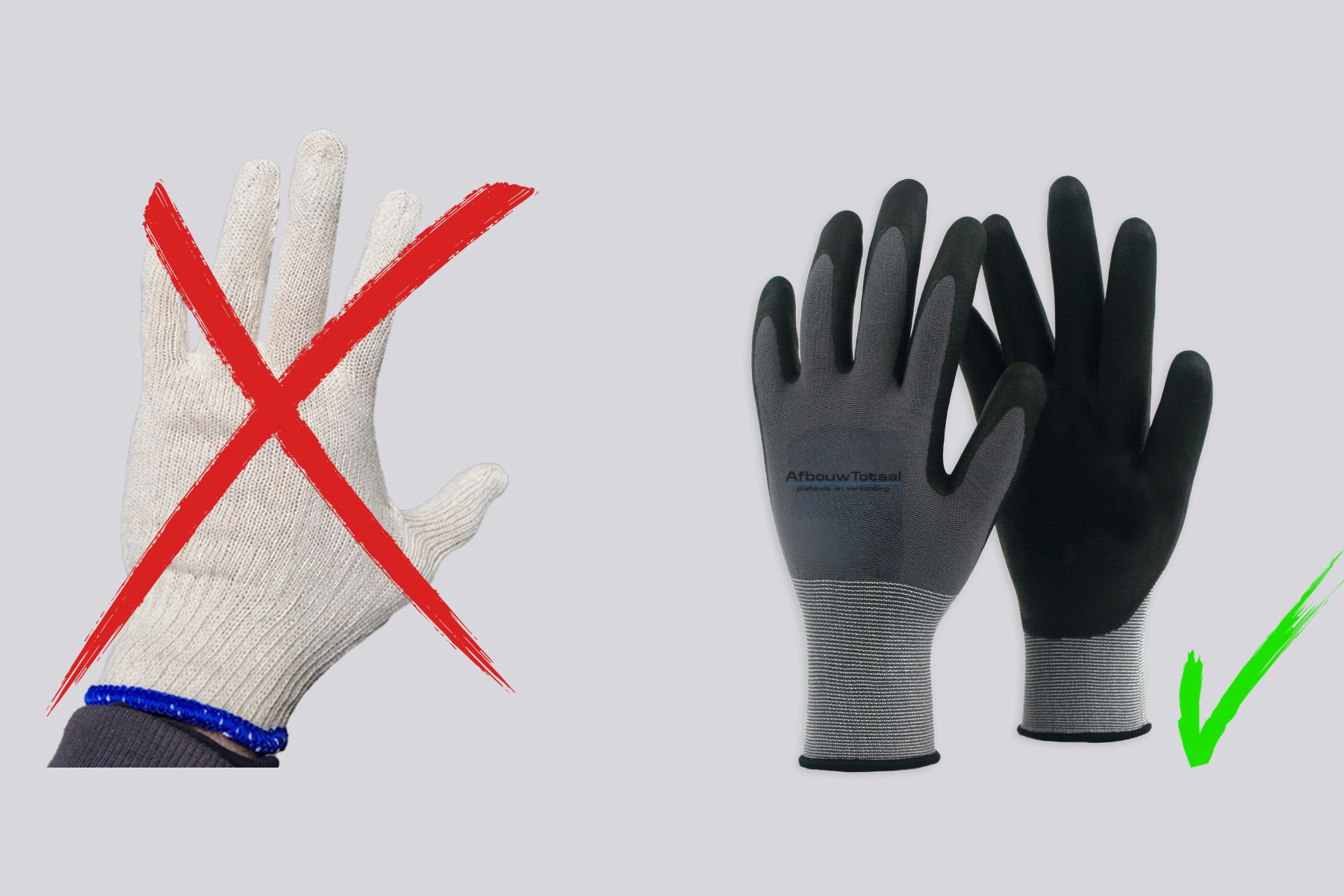 Handschoenen voor het schoonmaken van een zwart systeemplafond - AfbouwTotaal