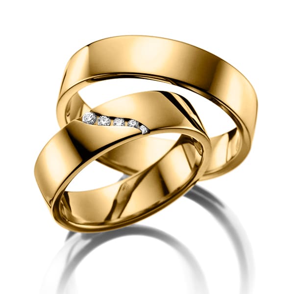 Apart model geel gouden trouwringen van eduard G. fidel 5 diamanten-Circles Trouwringen-Zwijndrecht