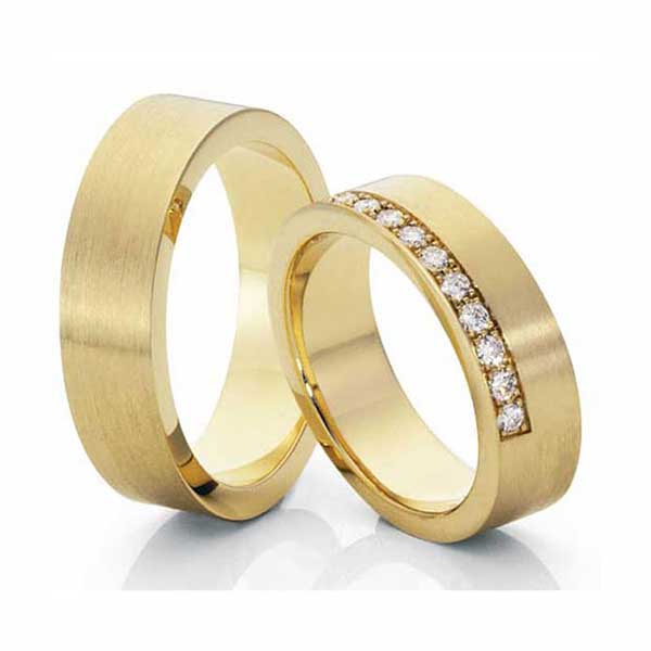 Geel gouden trouwringen 12 diamanten van 0.02 krt pavé-Circles Trouwringen-Zwijndrecht
