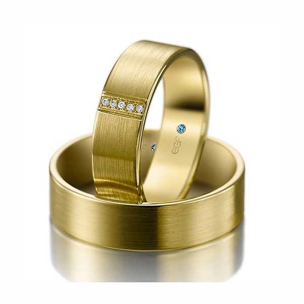 Geel gouden trouwringen 6,5 mm breed 0.025ct diamant-Circles Trouwringen-Zwijndrecht