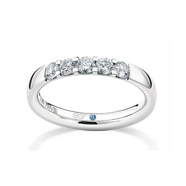 Witgouden verlovingsring ring met 5 diamanten-Circles Trouwringen-Zwijndrecht