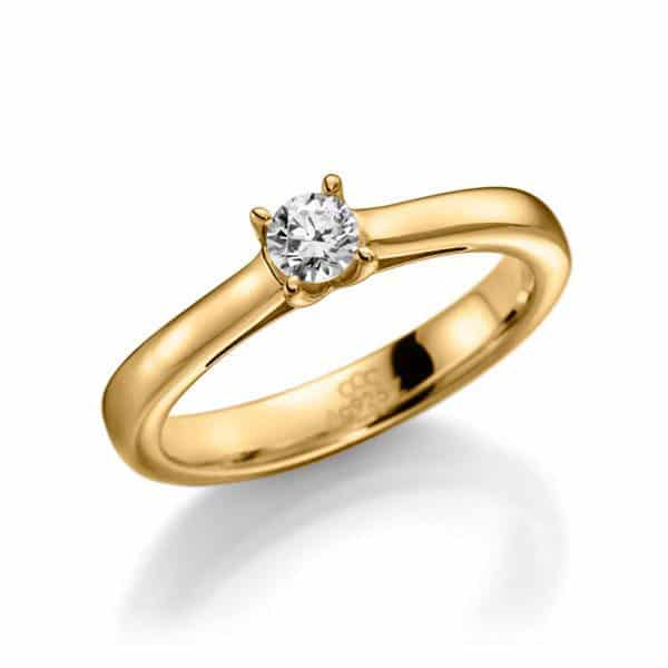 Verlovings-solitair ring in geelgoud 585, diamant 0.3 ct-Circles Trouwringen-Zwijndrecht