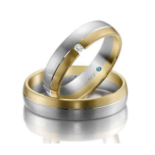 Trouwringen-geel-wit-met-diamant-Circles-Trouwringen-Zwijndrecht