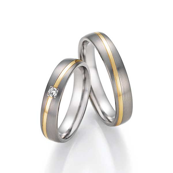 Trouwringen titanium bicolor