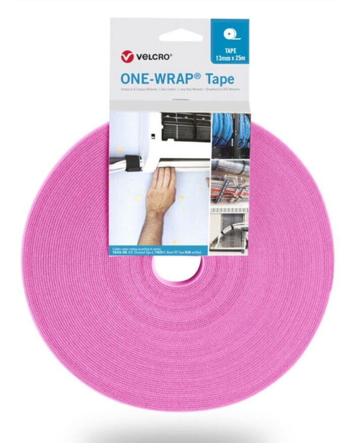 Velcro® ONE-WRAP Tape - 13mm x 25m - Pink Fluor Fuchsia - VEL-OW64122