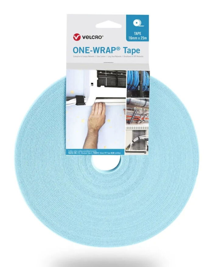 Velcro® ONE-WRAP Tape - 16mm x 25m - Aqua blue - VEL-OW64136