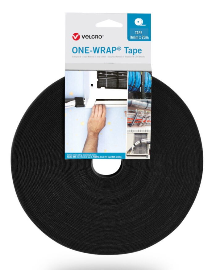 Velcro® ONE-WRAP Tape - 16mm x 25m - Zwart (330 FRT) - VEL-OW64128