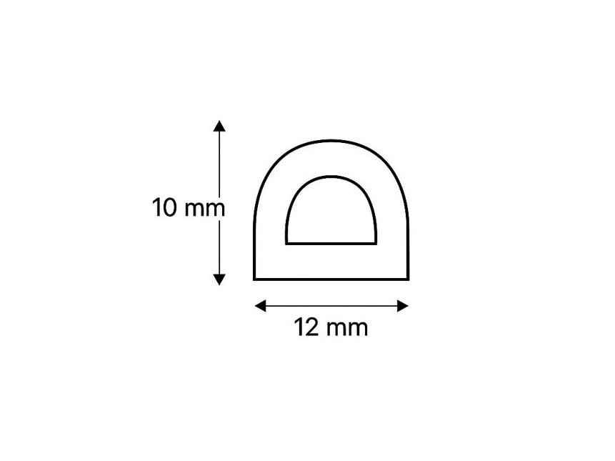 D-profiel 12x10 mm schematisch