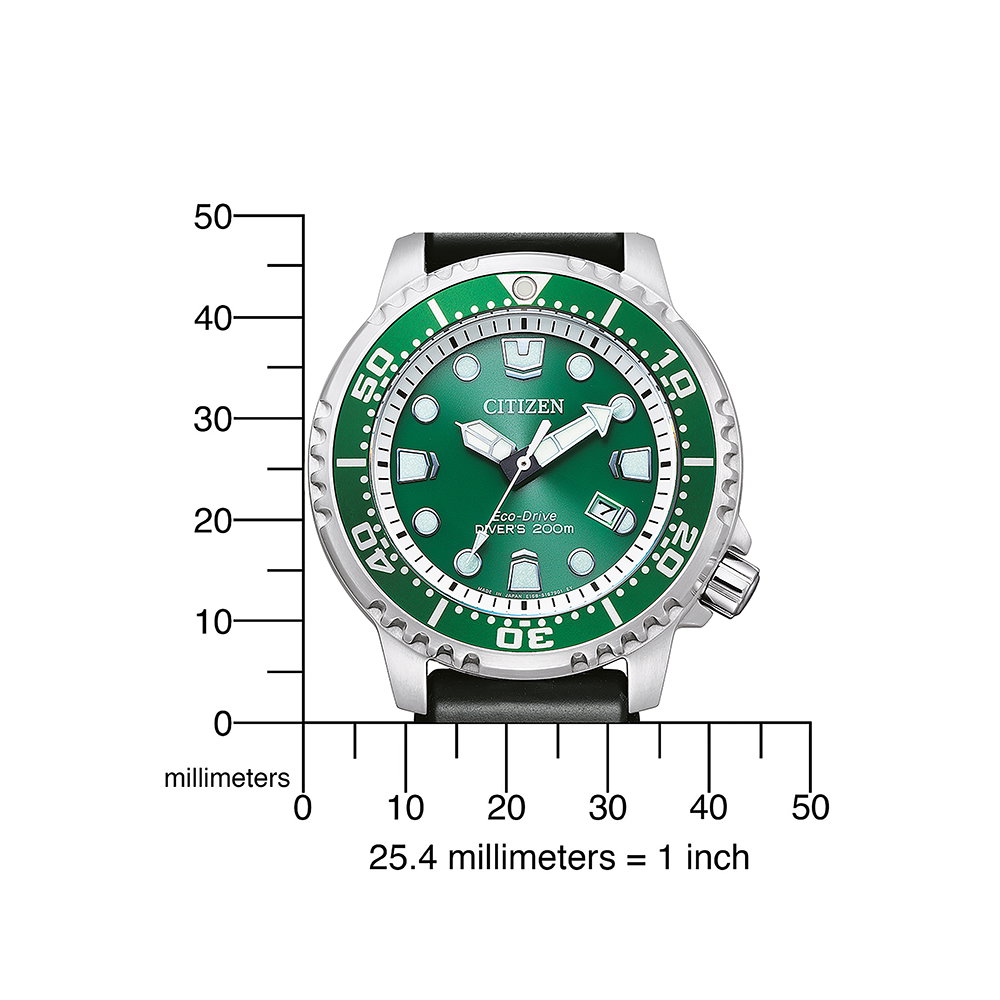 Citizen Promaster Diver's Eco-Drive BN0158-18X, Orologio Subacqueo Uomo, Cassa Acciaio 44 Mm, Quadrante Verde, Cinturino Gomma