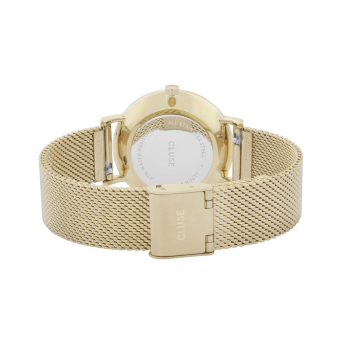 Cluse horloge CG10212 Minuit Mesh Gold Leather Strap GiftBox - Afbeelding 3